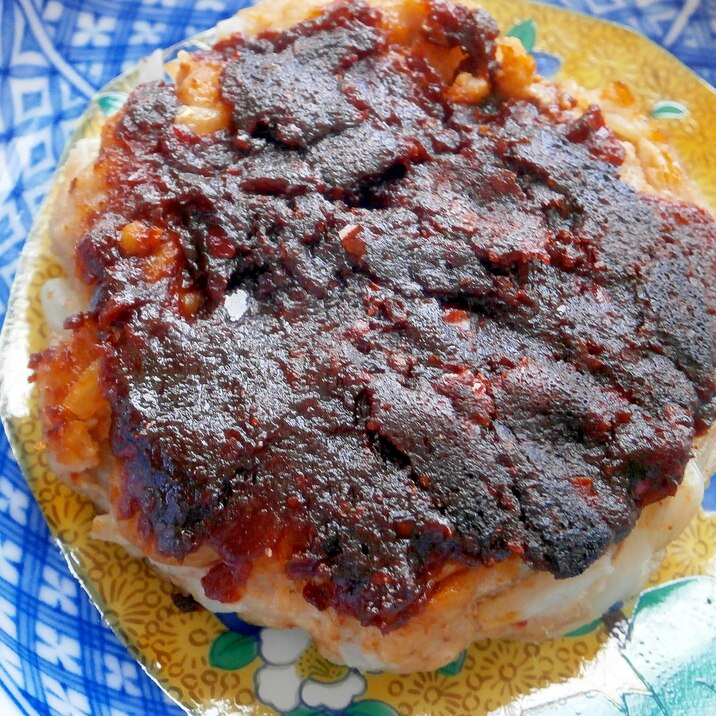 ハンバーグの甘味噌のせ焼き